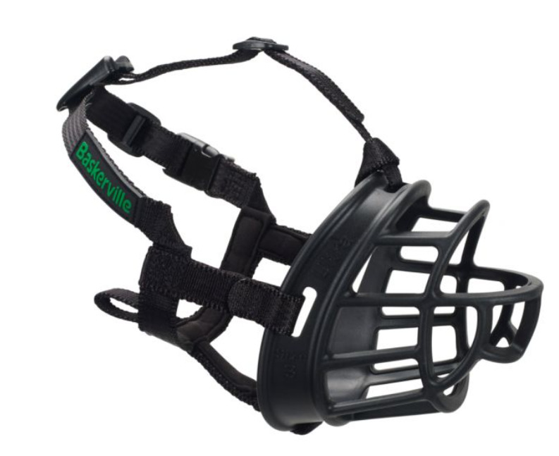 Baskerville Ultra Maulkorb, für mittelgroße/große Hunde, schwarz, robuster Kunststoff, verstellbare Nylonriemen, Schutz ohne Beeinträchtigung.