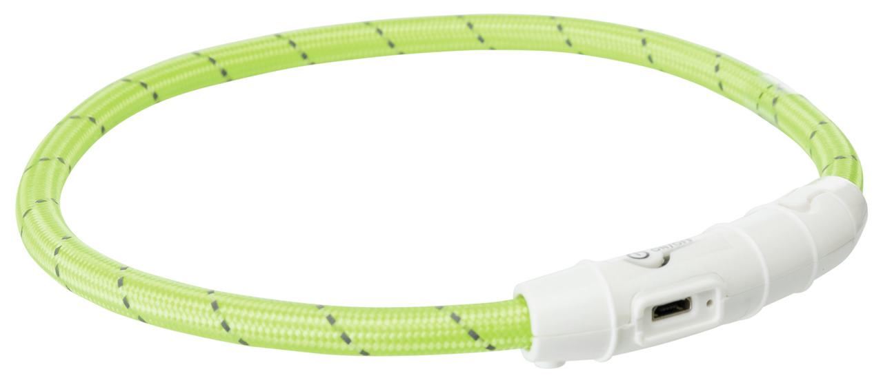 TRIXIE USB Flash Light Band, Neon-Grün, für Hunde. Sichtbarkeit: 500 m. Flexibel, zuschneidbar, wiederaufladbar.