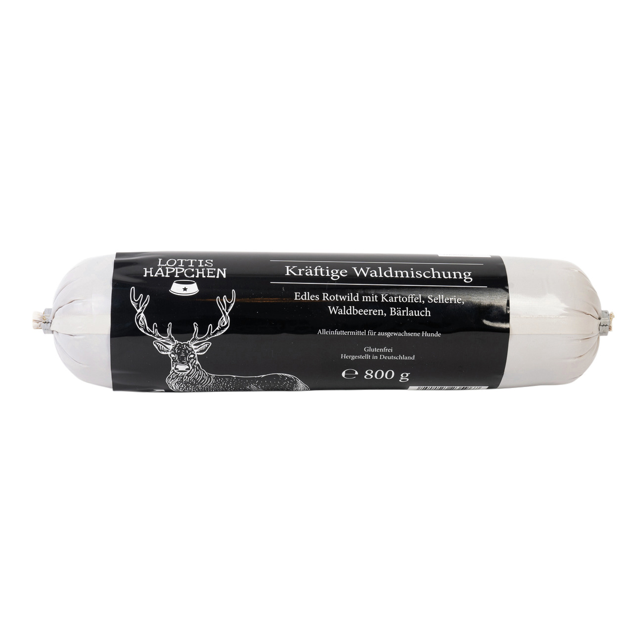 Lottis Häppchen „Kräftige Waldmischung“, 800 g, Alleinfutter f. Hunde, Rotwild, Kartoffeln, Sellerie, Waldbeeren, glutenfrei, DE.
