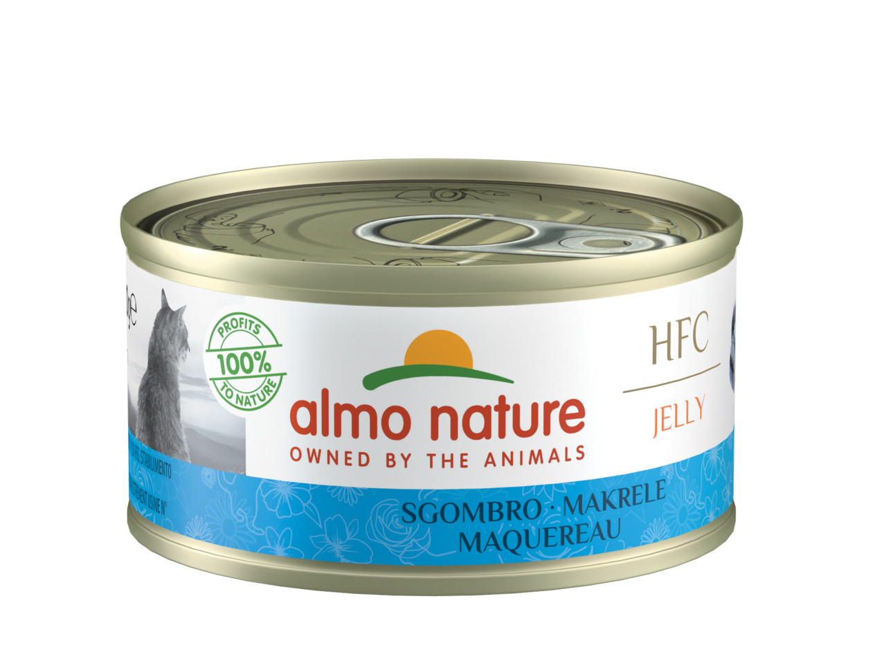 Almo Nature Katzenfutter, Makrele in Gelee, 70 g, HFC, hochwertige Zutaten, nachhaltig, „100 % Profits to Nature“.