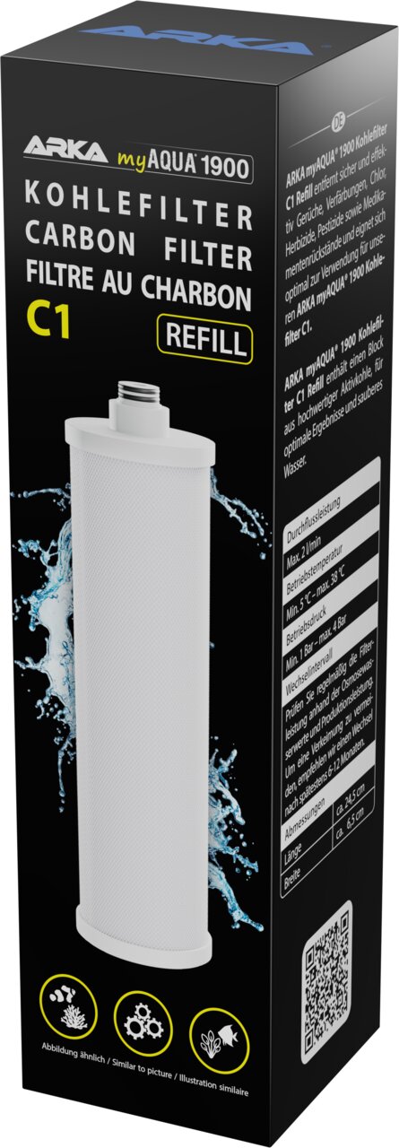 ARKA myAQUA 1900 Kohlefilter Carbon Filter C1 Refill für Umkehrosmoseanlagen, Ersatzkartusche für sauberes Wasser.