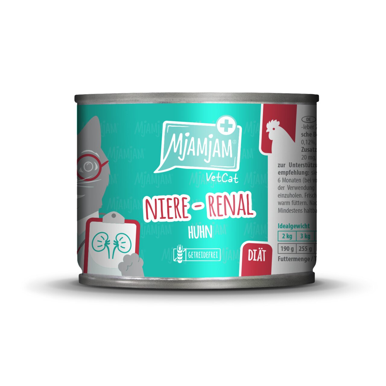 MJAMJAM VetCat Niere-Renal Huhn, Diätfutter f. Katzen m. Nierenerkrankungen, Huhn, getreidefrei, 190 g, unterstützt Nierenfunktion.