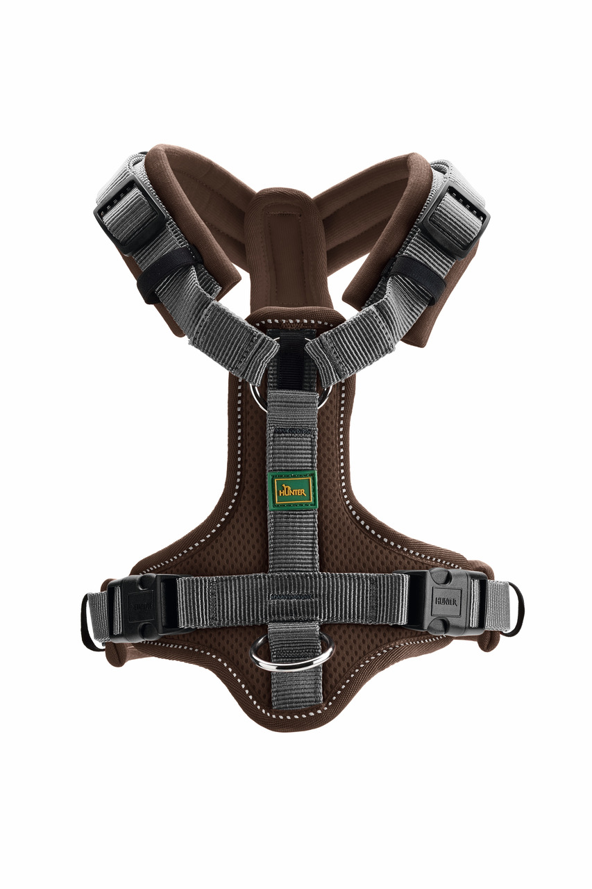 HUNTER Hundegeschirr Hilo Comfort, atmungsaktives Mesh, verstellbar, für alle Hunde, braun, Komfort+Sicherheit, ideal Outdoor.