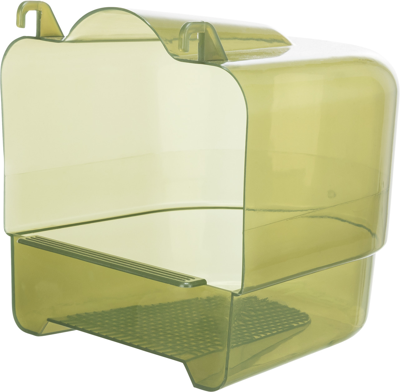 TRIXIE Sandbadewürfel für Wellensittiche/Kanarienvögel, transparent-gelb, hygienisch für Gefiederpflege, mit Haken zur Käfigbefestigung.