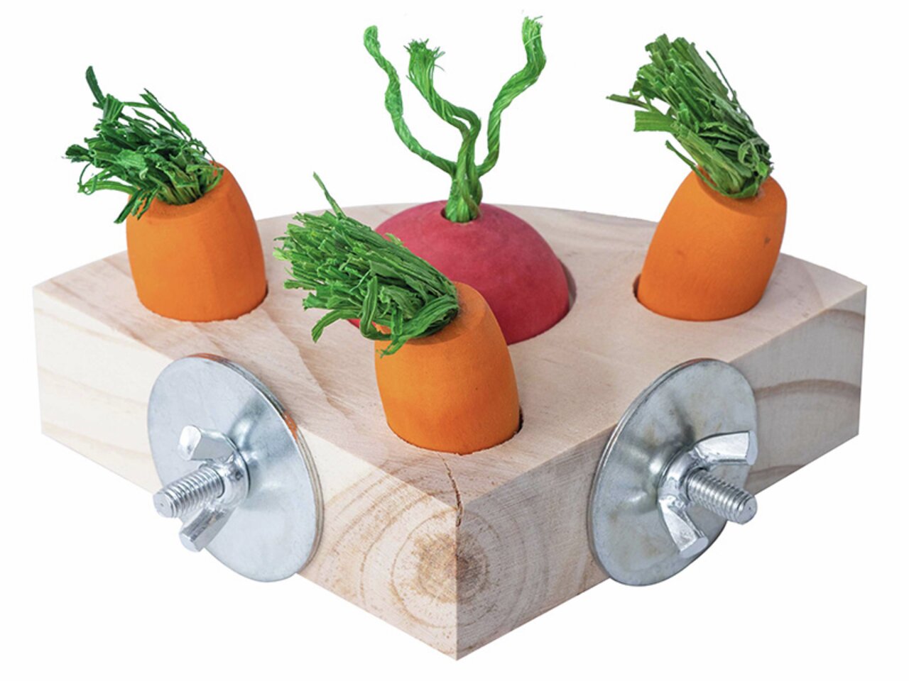 Trixie Quapas Kleintier-Spielzeug „Karotten-Spielbrett“ für Kaninchen & Kleintiere, Holzbrett mit 4 Karotten, fördert Aktivität & Intelligenz.