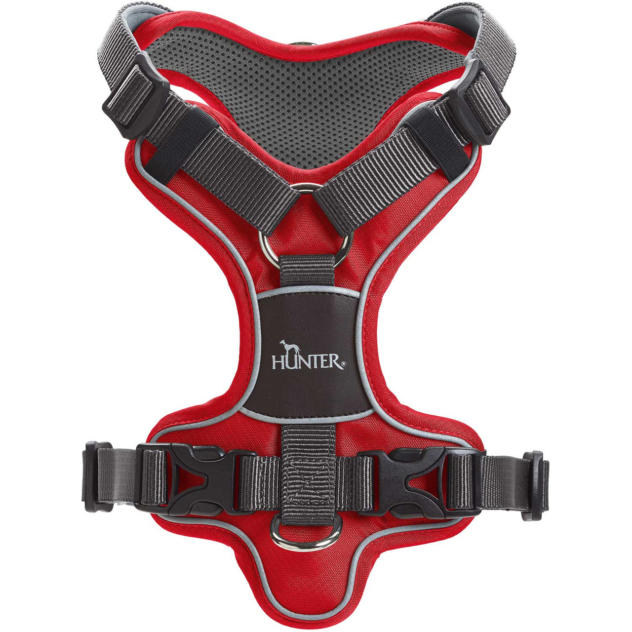 HUNTER Hundegeschirr Hilo Comfort, atmungsaktives Mesh, reflektierend, verstellbar, für alle Größen, rot.