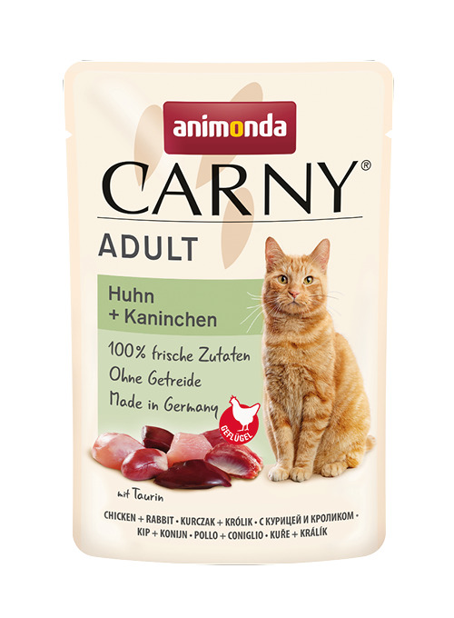 Animonda Carny Adult Katzenfutter, Huhn & Kaninchen, für ausgewachsene Katzen, 100 % frische Zutaten, getreidefrei, Made in Germany.