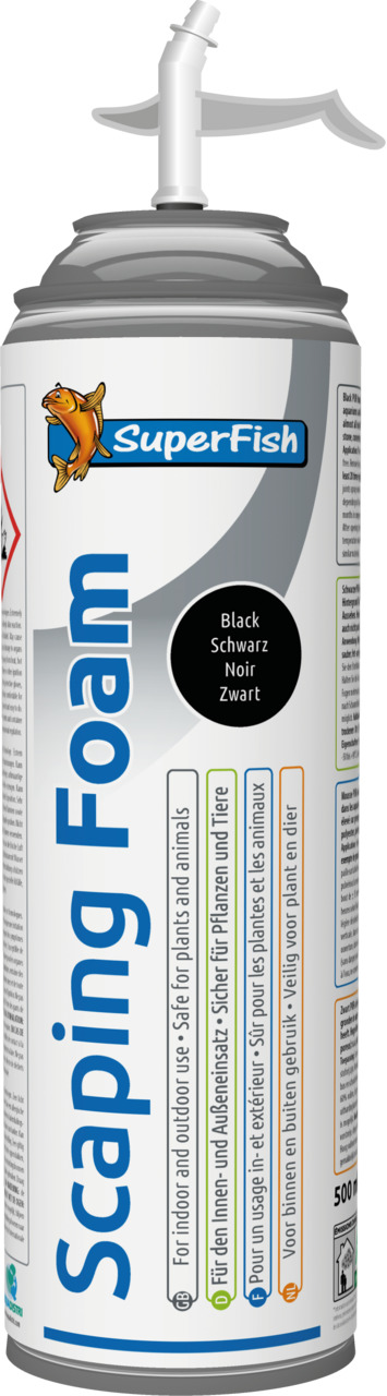 SuperFish Scaping Foam, schwarz, 500 ml, für Innen- & Außenbereich, sicher für Pflanzen & Tiere.