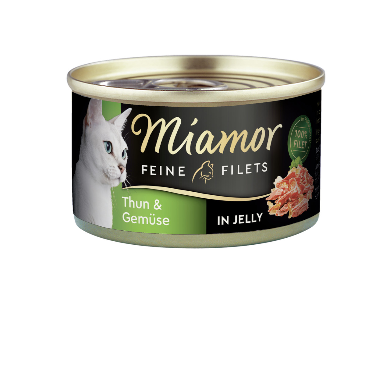 Miamor Feine Filets in Jelly, Thun & Gemüse, 100 % Filet, für Katzen, 100 g, ideal für anspruchsvolle Katzen.