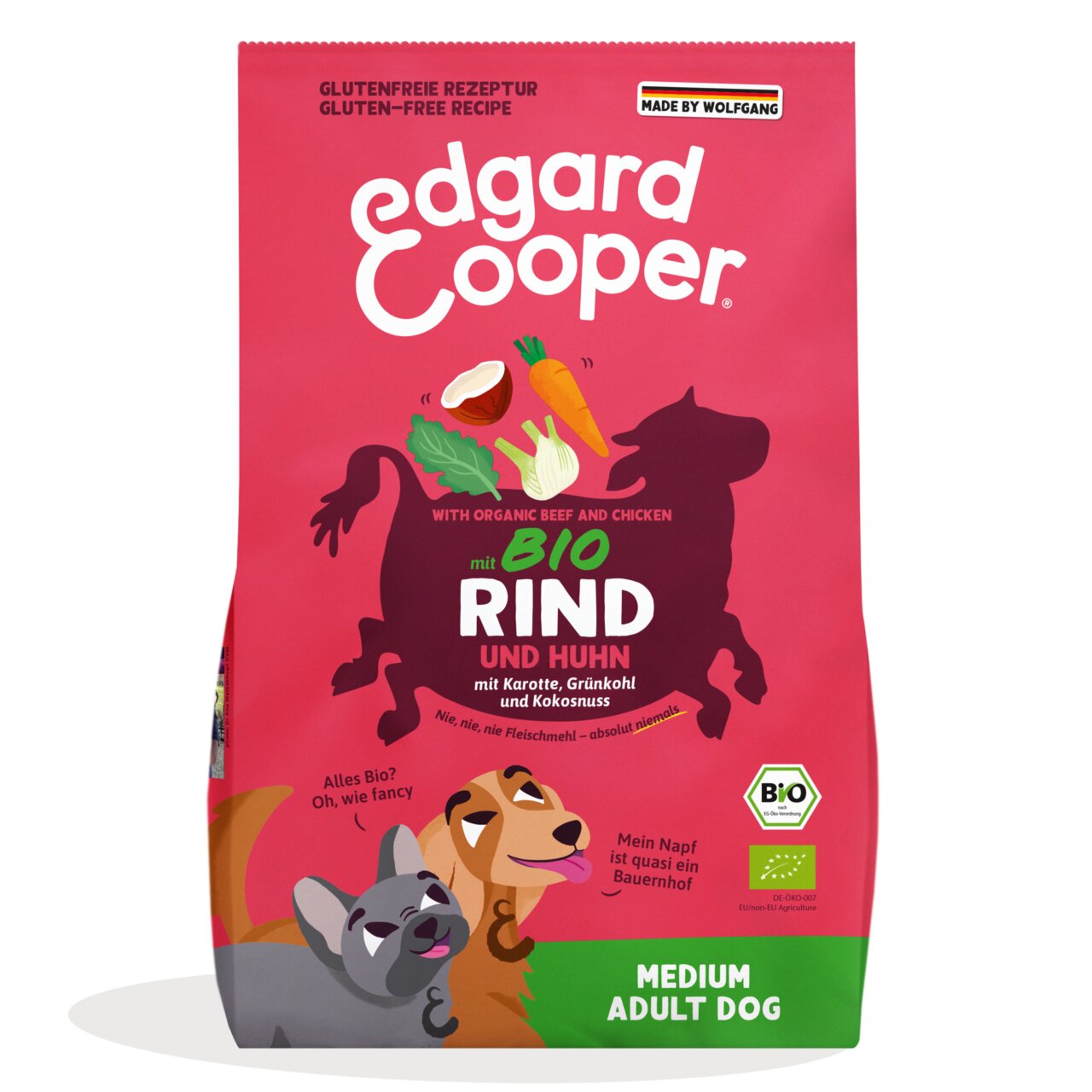 Edgard & Cooper Bio Rind und Huhn, Trockenfutter für mittelgroße erwachsene Hunde, mit Karotte, Grünkohl, Kokosnuss, glutenfrei