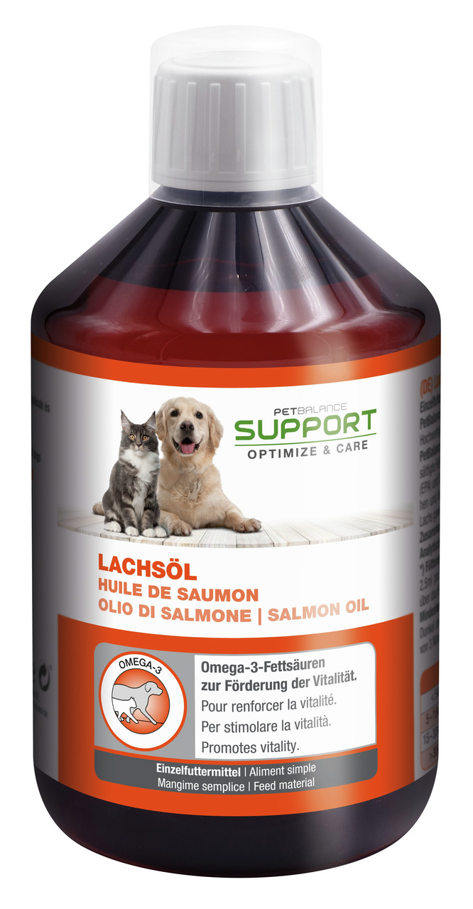 PetBalance Support Lachsöl, 250 ml, für Hunde & Katzen, mit Omega-3 zur Vitalitätsförderung. Einzelfuttermittel.