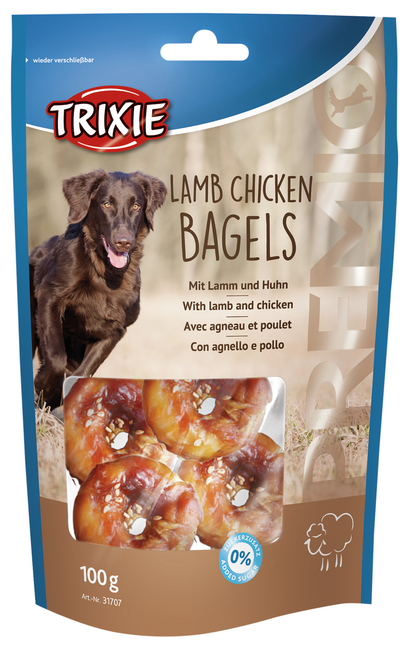 Sparpaket 2 x 100 g Trixie Premio Lamb Chicken Bagels mit Lamm und Huhn Hunde Snack