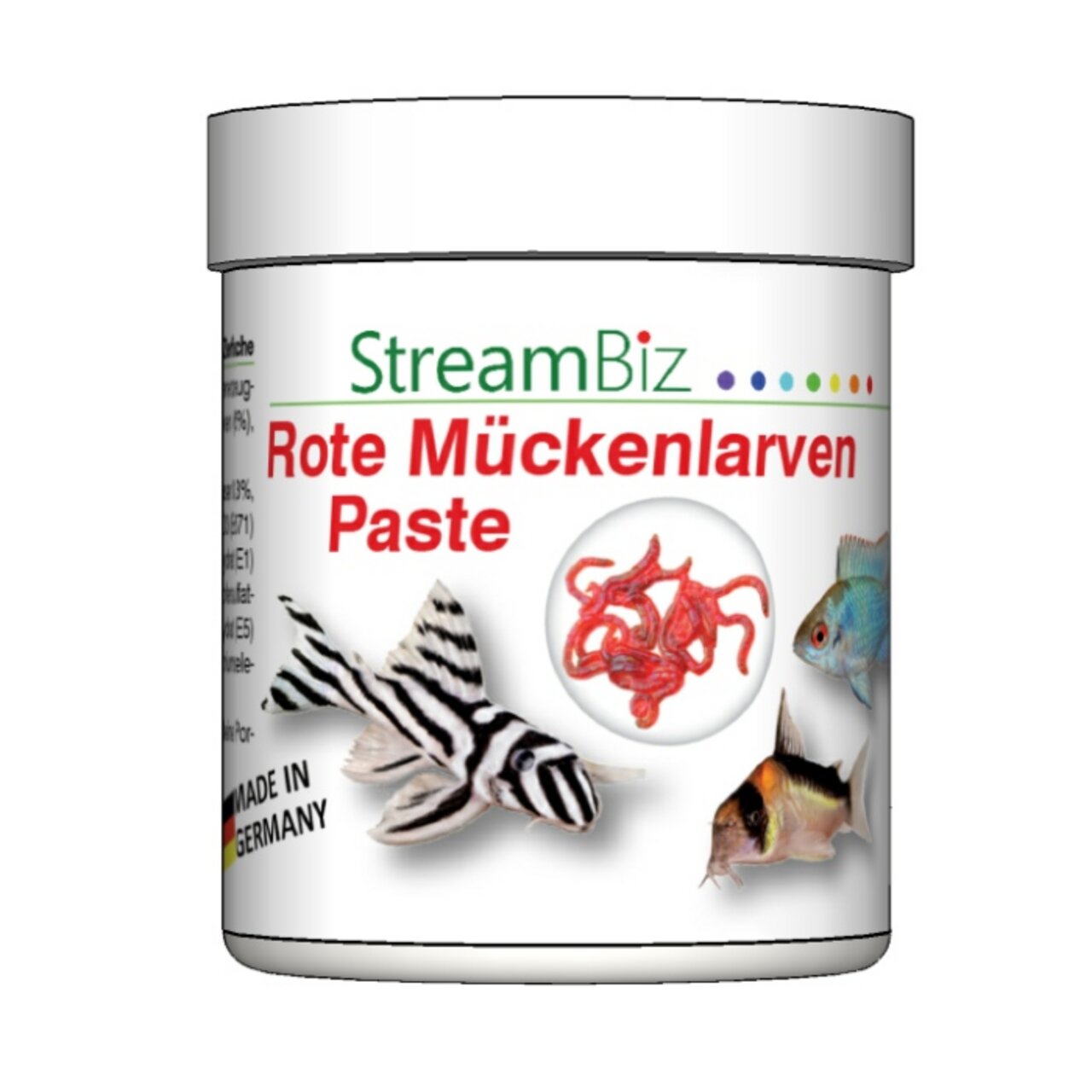 StreamBiz Rote Mückenlarven Paste, Futter für Zierfische, Geschmacksrichtung Mückenlarven, 100 ml, hergestellt in Deutschland.