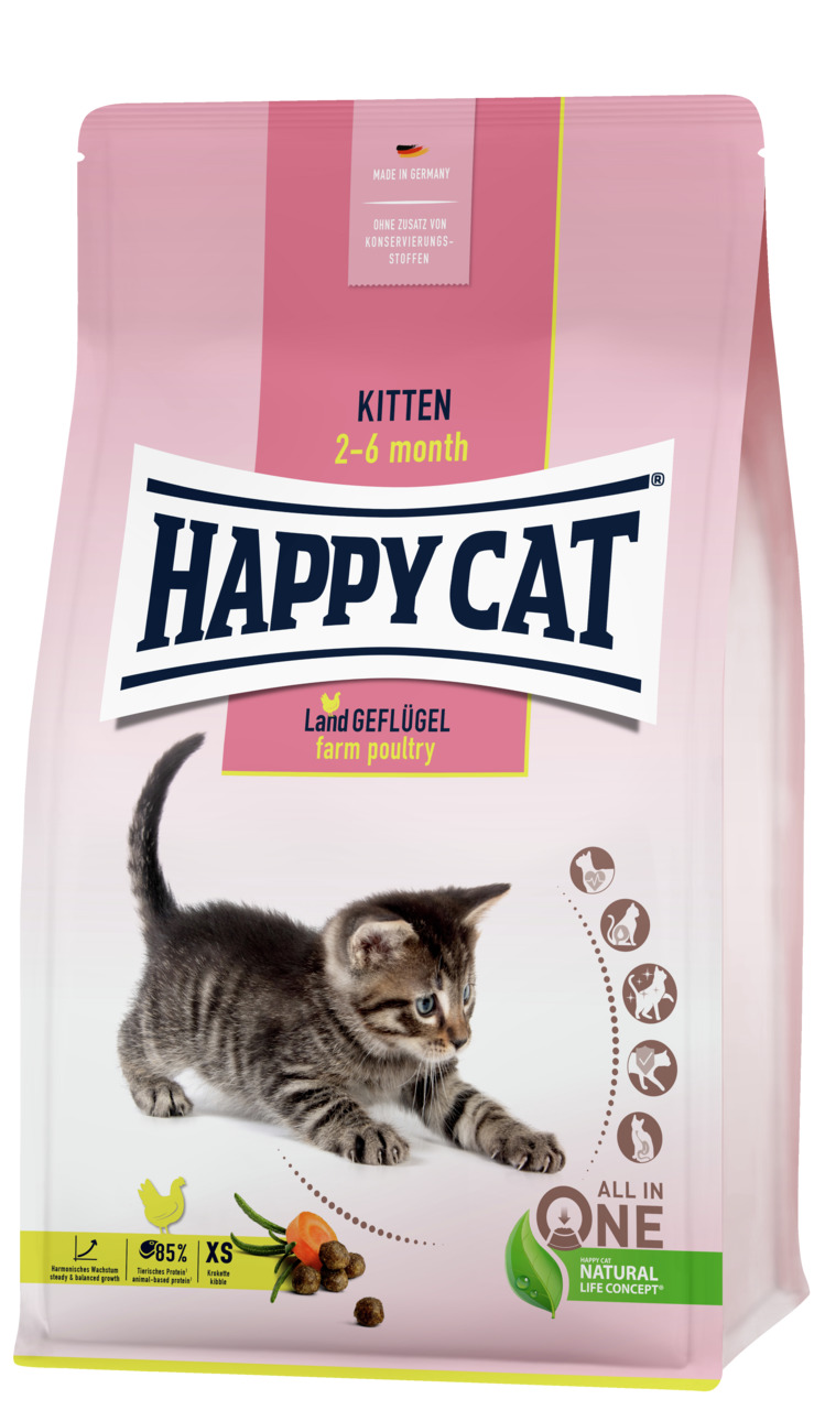 HAPPY CAT Supreme Young Kitten Land-Geflügel 1,3 Kilogramm Katzentrockenfutter