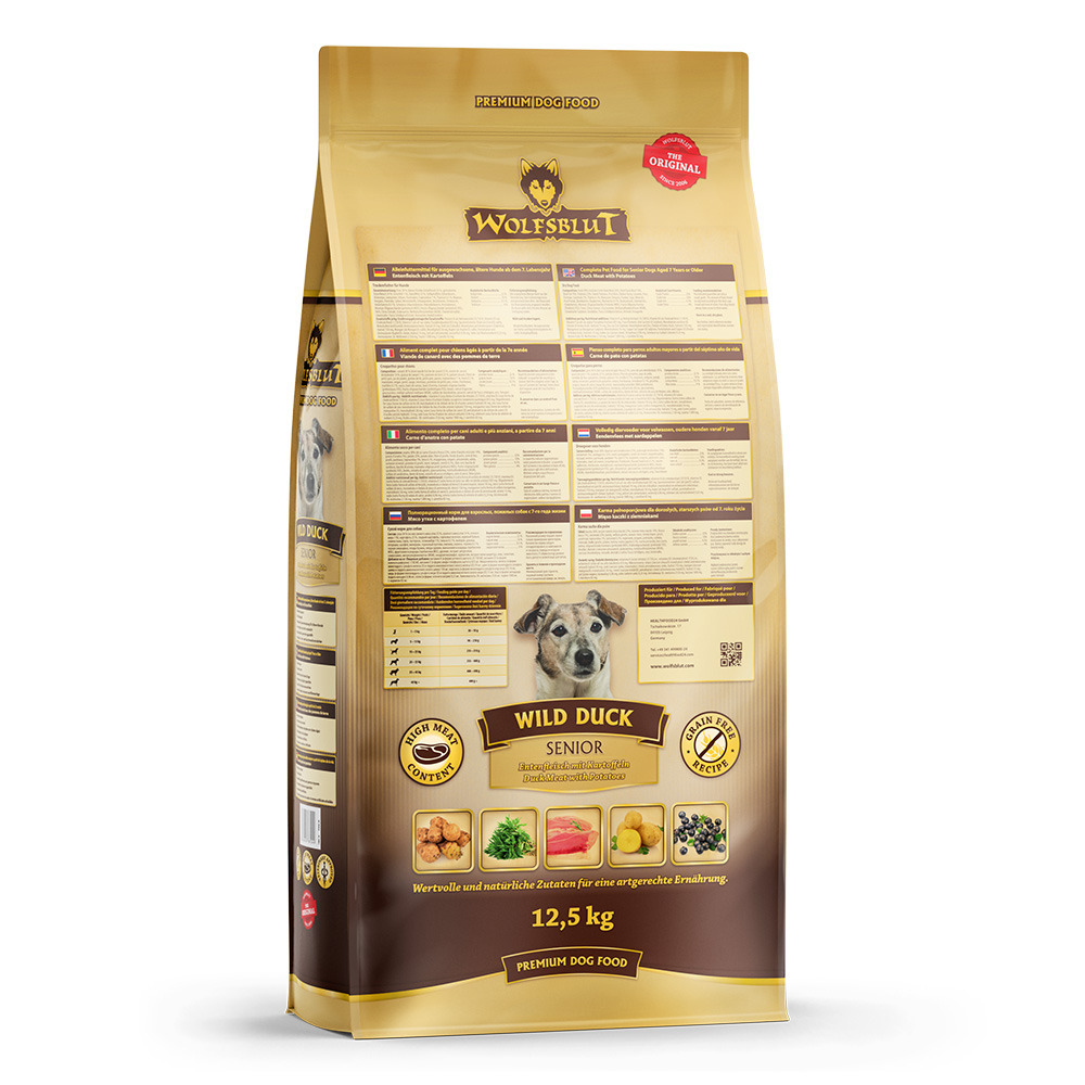 WOLFSBLUT Wild Duck Senior Entenfleisch mit Kartoffeln 12,5kg Hundetrockenfutter