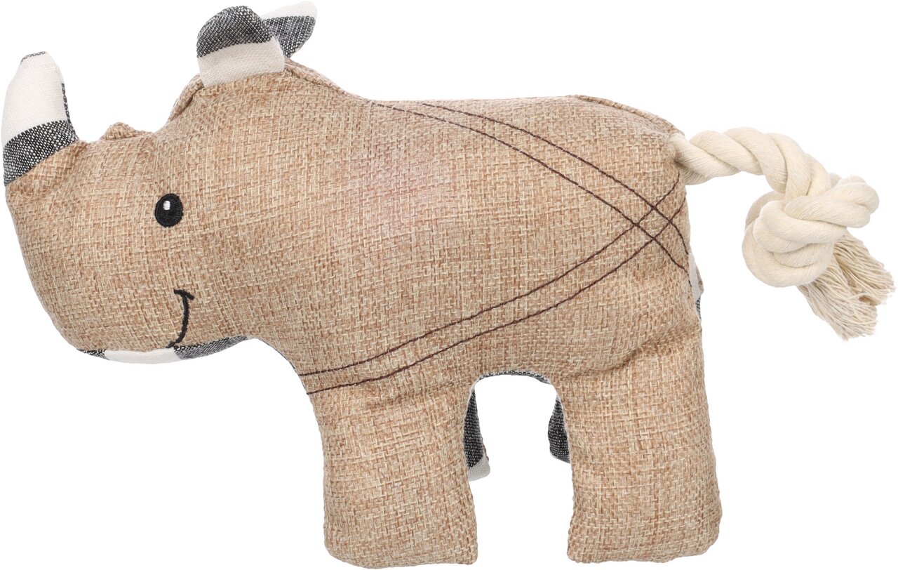 Flamingo Rhino Hundespielzeug, robustes Jutematerial, Baumwollkordel, für alle Hunde, Zahnpflege fördernd, langlebiger Spielspaß.