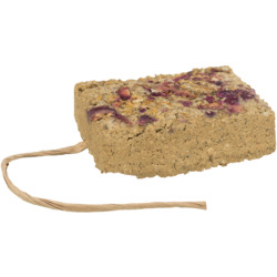 TRIXIE Nager-Snack m. Blüten, für Kaninchen/Meerschweinchen, Snackblock m. Schnur, Beschäftigung, fördert Knabberverhalten.