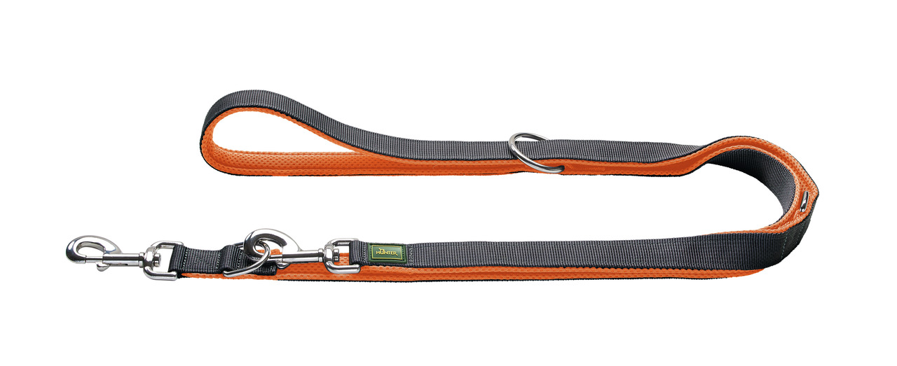 HUNTER Verstellbare Führleine Maldon 25/200 orange/grau