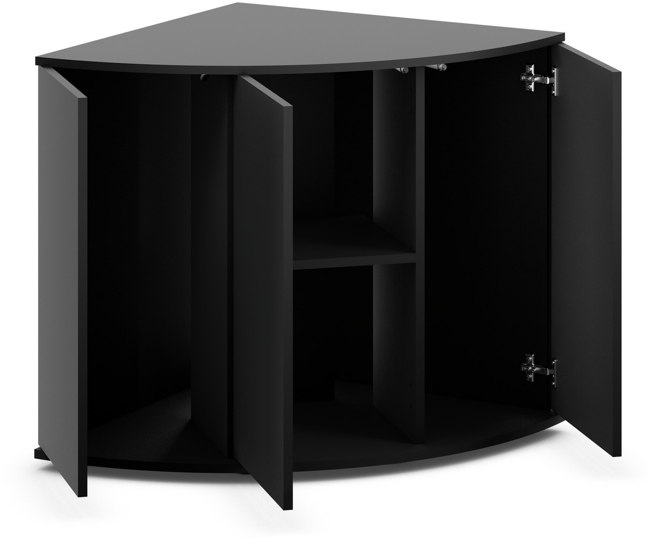 JUWEL Eckunterschrank, für Aquarien, schwarz, mit 3 Türen & Regal, stabil, elegant, viel Stauraum, ideal für Zubehör.
