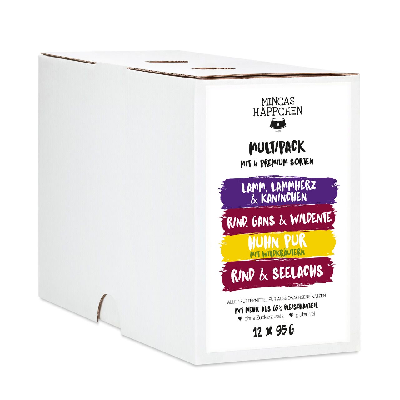 Sparpaket 4 x 12 x 95 g Mincas Häppchen Multipack Nr. 2 Katzen Nassfutter