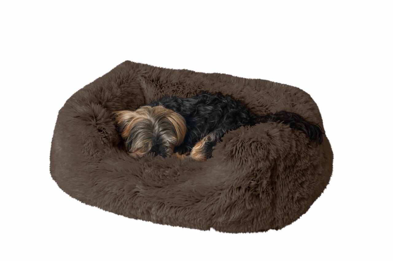Braunes, flauschiges HUNTER-Hundebett für kleine Hunde, gemütlich und weich, ideal zum Schlafen und Entspannen.