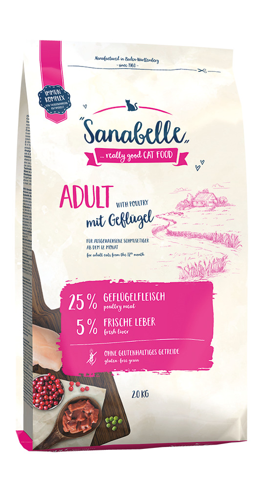Sparpaket Sanabelle Adult mit Geflügel 2 x 2kg Katzentrockenfutter