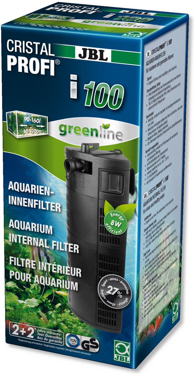 JBL CristalProfi i100, Innenfilter f. Süßwasseraquarien (90-160 l), Greenline-Serie, 8 W, 27 % Energieersparnis.