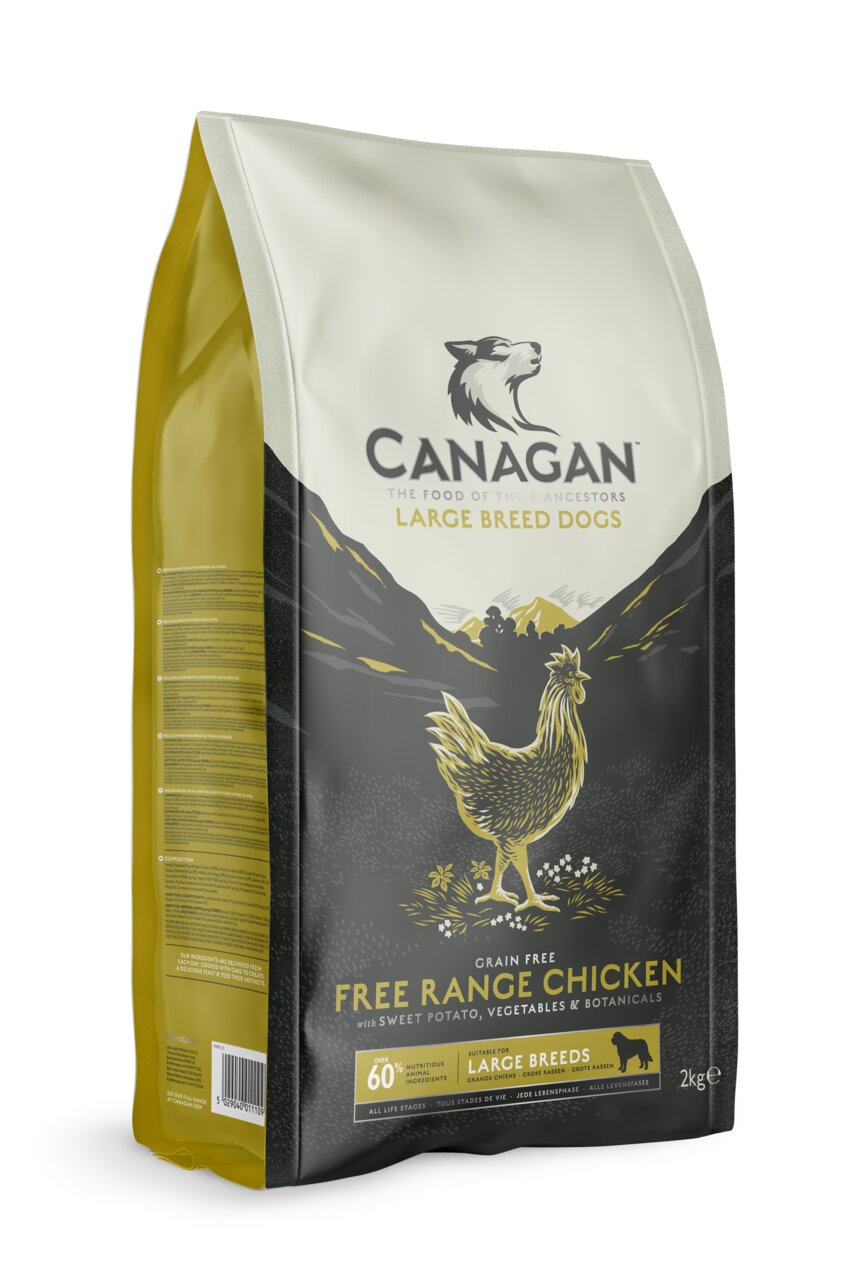 Canagan Free Range Chicken Trockenfutter für große Hunderassen, getreidefrei, Huhn, mit Süßkartoffel, 2 kg