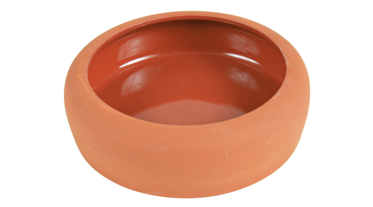 TRIXIE Futternapf, terrakotta, für Kleintiere (Kaninchen-Meerschweinchen), Keramik, robust, leicht zu reinigen, ideal für Futter-Wasser.
