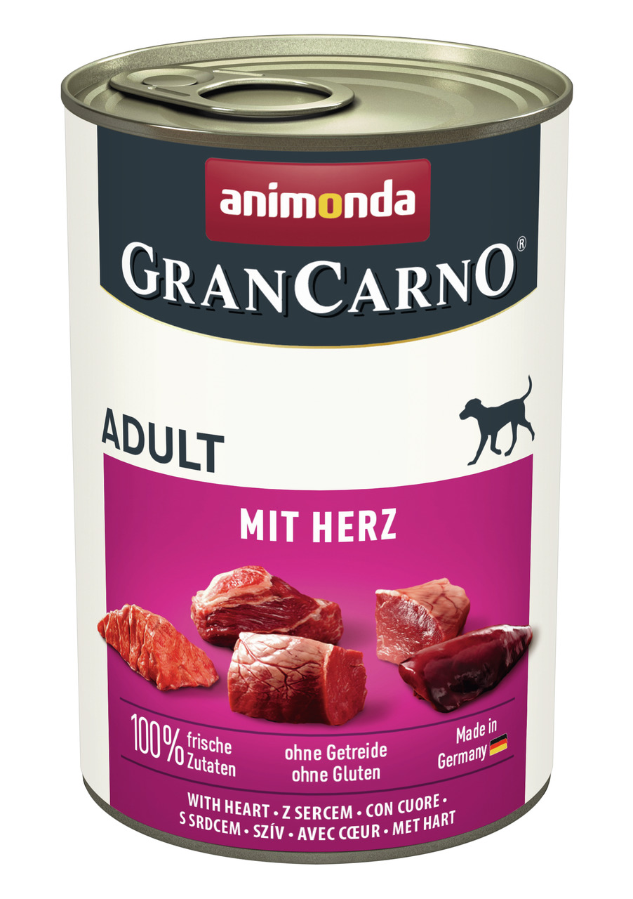 Animonda GranCarno Adult mit Herz, für ausgewachsene Hunde, 100 % frisch, getreide- & glutenfrei, hergestellt in Deutschland.