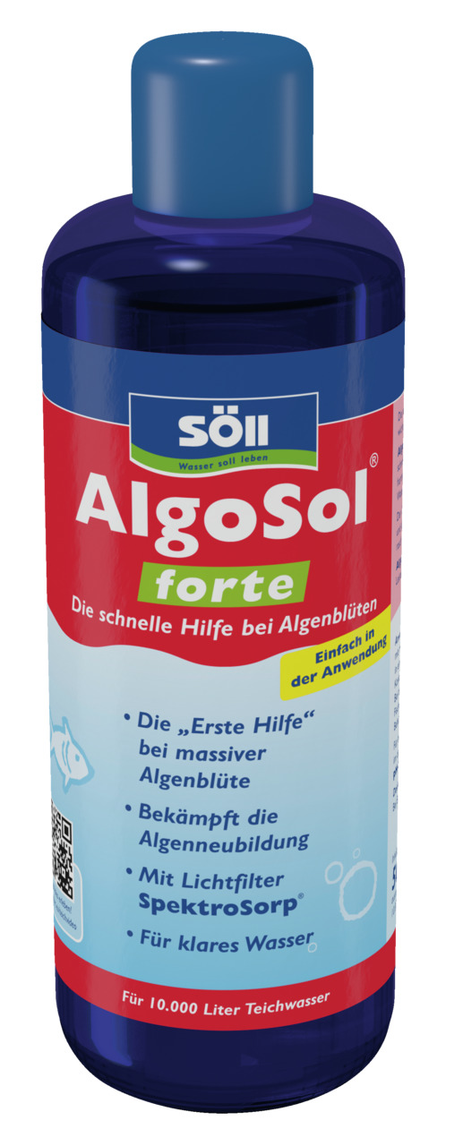 Söll AlgoSol forte, gegen Algenblüten in Teichen, mit SpektroSorp-Technologie, für 10.000 L, schnelle Wirkung, einfache Anwendung.