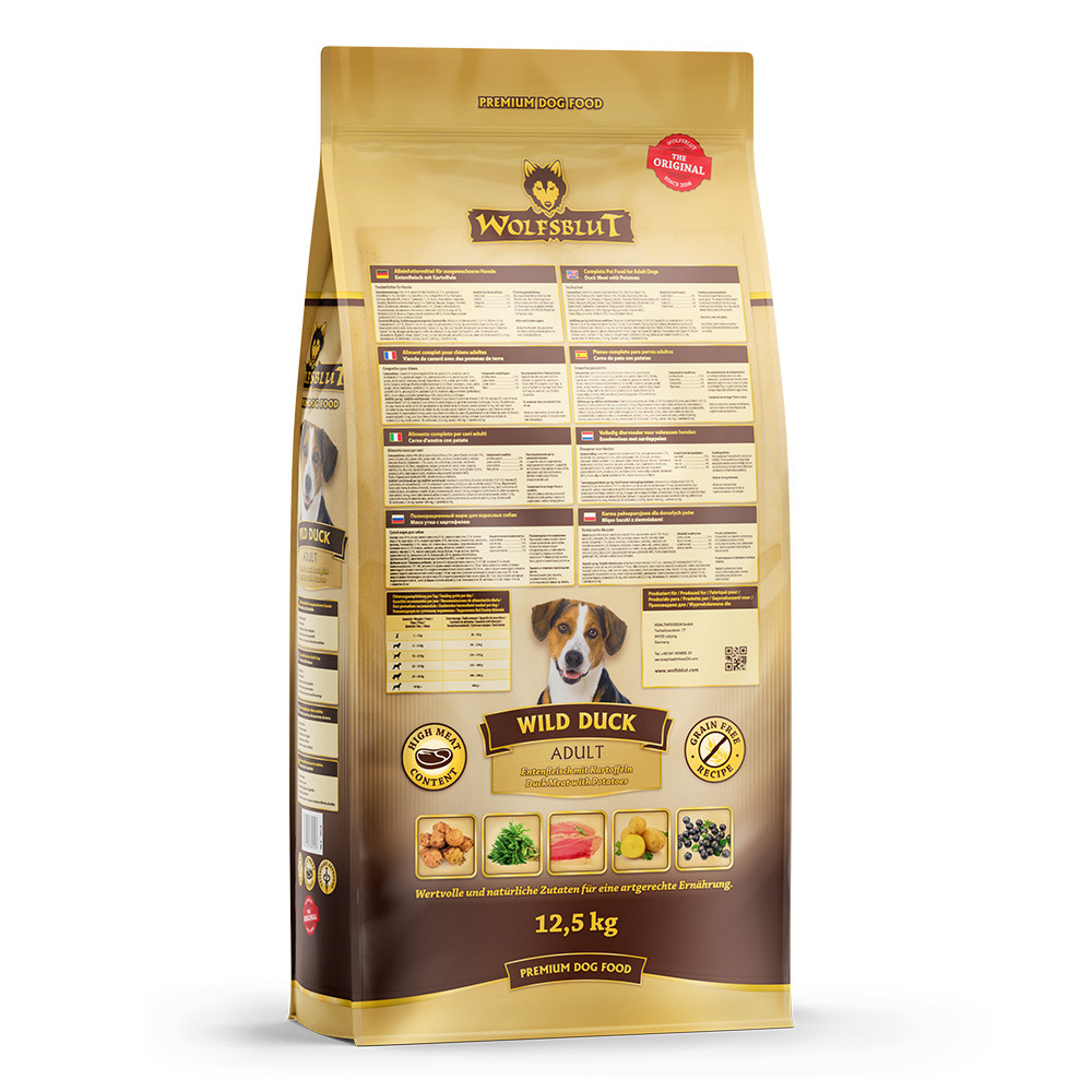 WOLFSBLUT Wild Duck Entenfleisch mit Kartoffeln 12,5kg Hundetrockenfutter