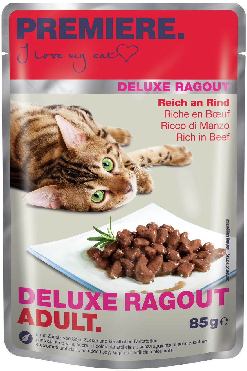 Premiere Deluxe Adult Rind und Huhn 85g Katzenfutter