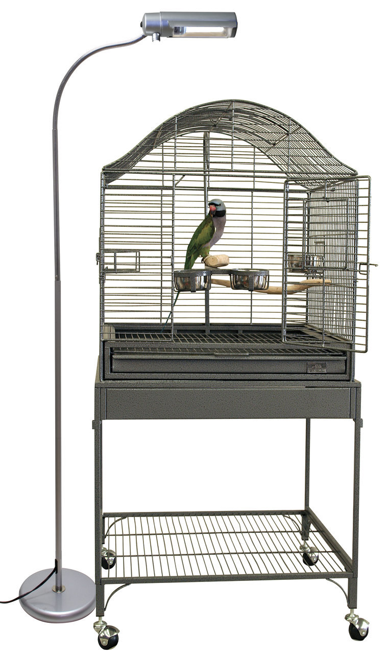 Zoo Med Vogelkäfig, für Haustiere, mit Metallgestell & Rollen, inkl. höhenverst. Lampe für optimale Beleuchtung.