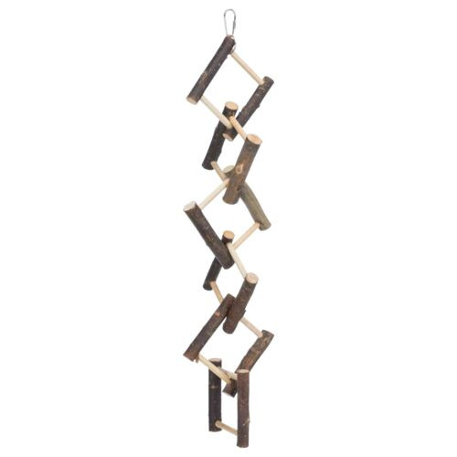 TRIXIE Naturholz-Kletterleiter, Spielzeug für Ziervögel (Wellensittiche, Kanarienvögel), 27 cm, Naturholz, flexibel, mit Metallhaken.