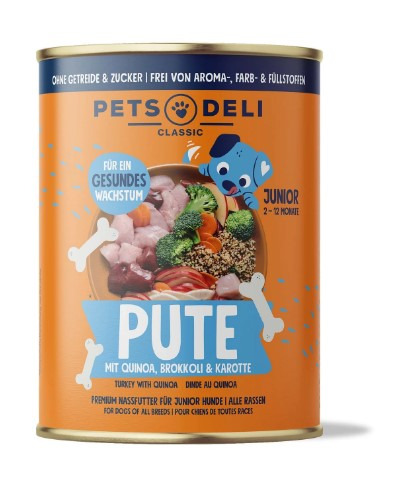 Pets Deli Junior Pute/Brokkoli 400 Gramm Hundenassfutter