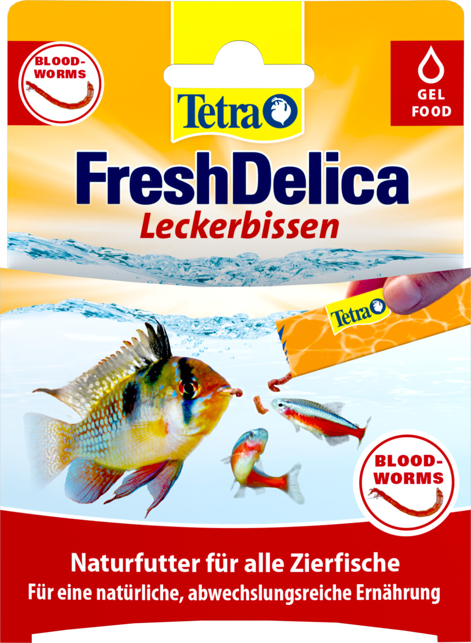 Tetra FreshDelica Natural Snack Bloodworms Aquarium Gelfutter Rote Mückenlarven 48 g