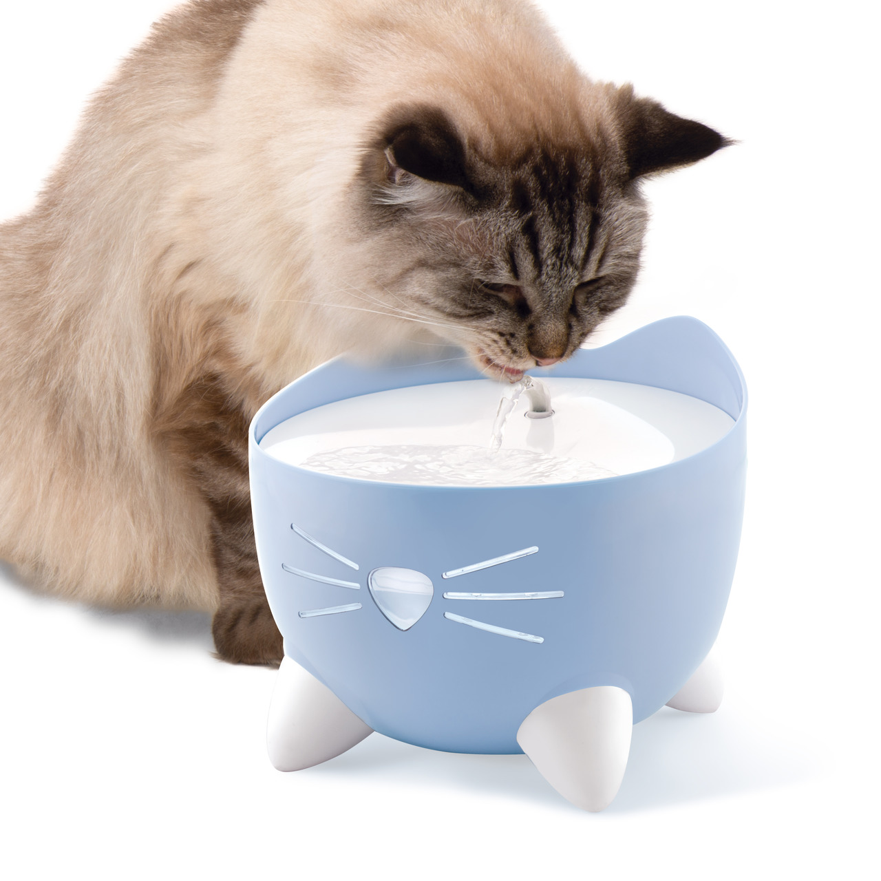 Catit Trinkbrunnen für Katzen, niedl. Design mit Katzenohren, frisches zirkulierendes Wasser, ideal für Siamkatzen.