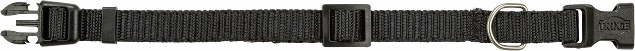 Schwarzes, verstellbares Hundehalsband von TRIXIE mit Klickverschluss und Metallring für Leine