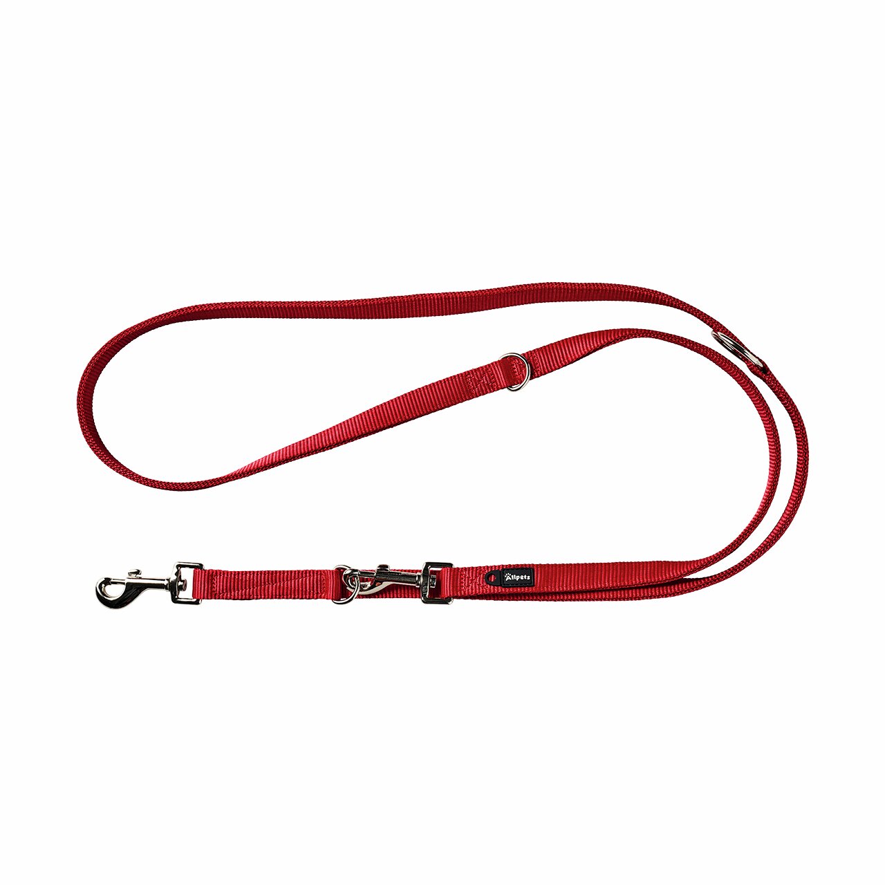 Rote Hundeleine Allpets, für Hunde aller Größen, Nylon, 2 Karabiner, verstellbar, ideal für Spaziergänge-Training, Länge sichtbar.