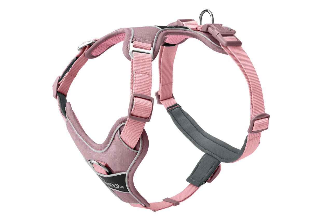 HUNTER Hundegeschirr Divo, rosa, für Hunde, hoher Tragekomfort, gepolstert, verstellbar, reflektierend, Metallring für Leine.