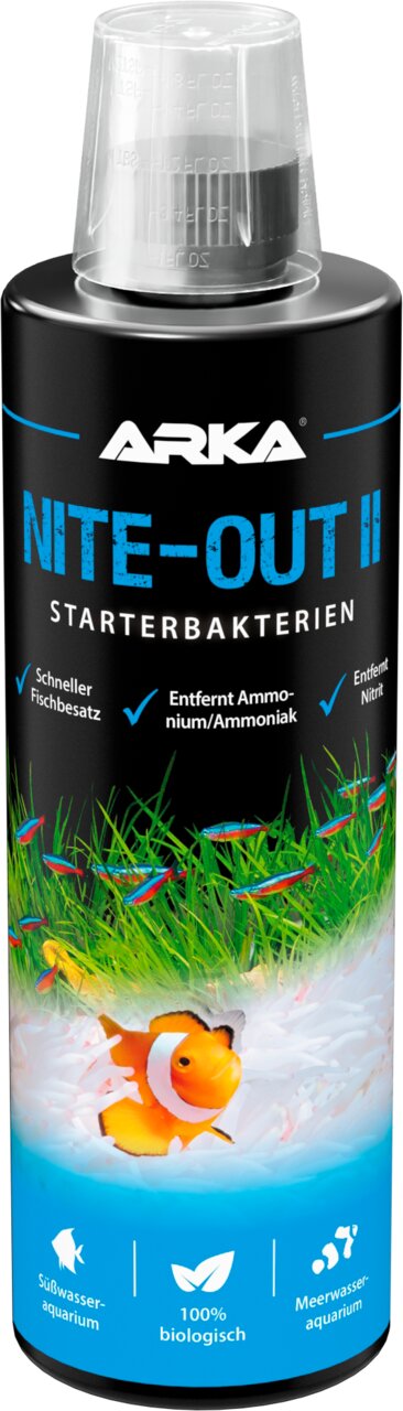 ARKA Nite-Out II Starterbakterien für Süß- und Meerwasseraquarien, biologisch, schneller Fischbesatz, 118 ml.
