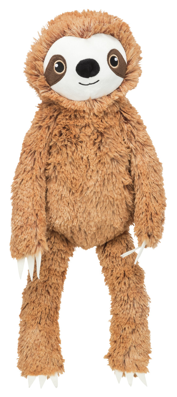 Plüschfaultier-Spielzeug von TRIXIE für Hunde. Geeignet für alle Hunderassen, ideal zum Kuscheln und Spielen. Das weiche Material ist schonend für Zähne und Zahnfleisch. Abgebildet ist ein braunes Faultier mit langen Armen und Beinen, ca. 50 cm groß. Perf