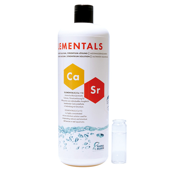 FAUNA MARIN ELEMENTALS Ca+Sr: Hochkonz. Ca+Sr-Lösung für Meerwasseraquarien, modernes Design, inkl. Messbecher, 500 ml.