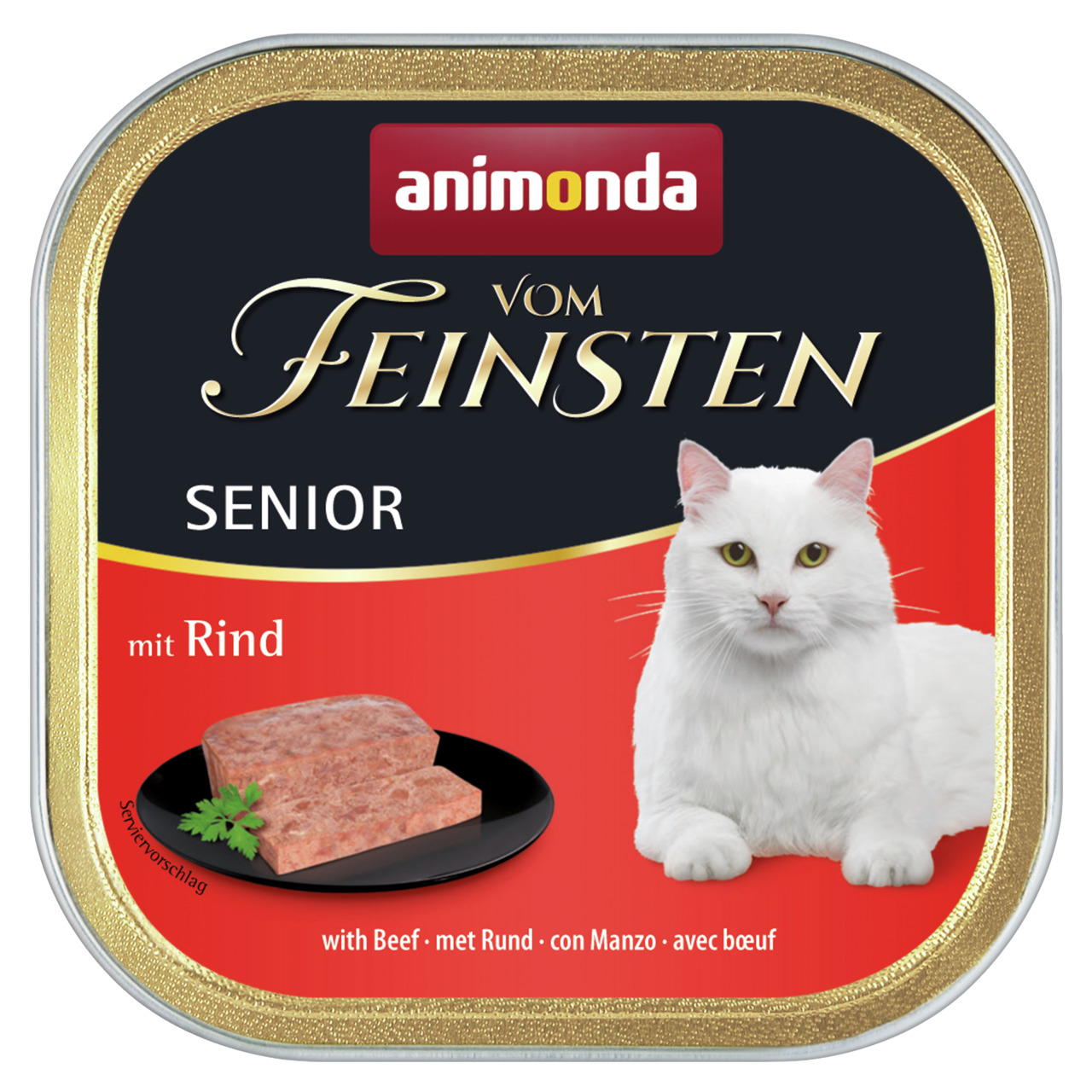 Animonda Vom Feinsten Senior mit Rind, für ältere Katzen, Rindfleisch, 100g, hochwertige Rezeptur für anspruchsvolle Katzen.