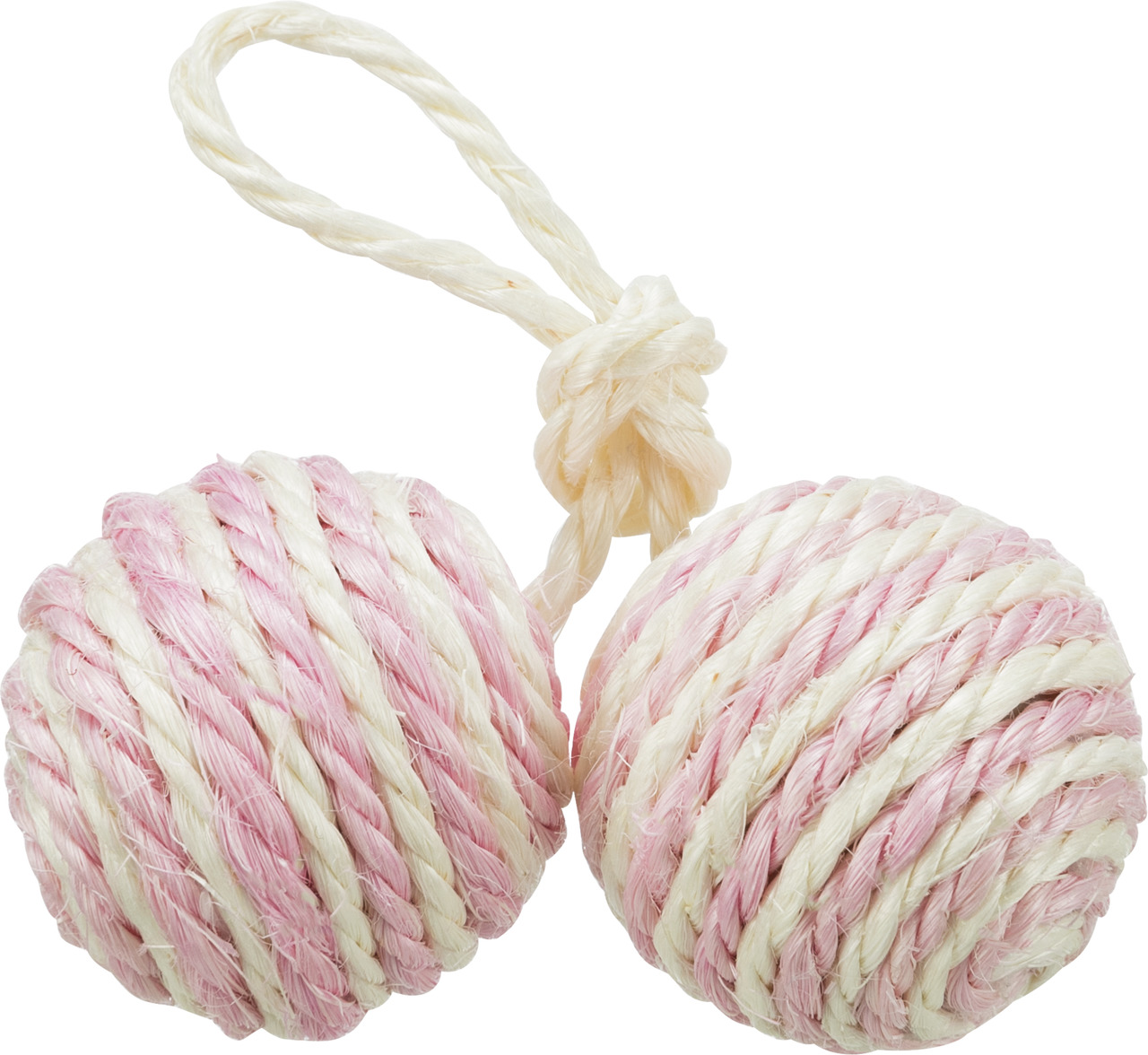 TRIXIE Spielbälle für Hunde, Rosa-Weiß, robustes Seil, Zahnpflege, Kauspielzeug-Apportieren, langanhaltender Spielspaß.