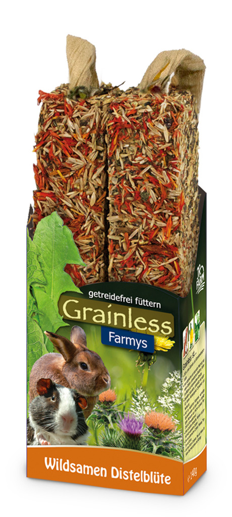 Sparpaket 2 x 140 g JR Farm Grainless Farmys Wildsamen Distelblüte Nager Snack