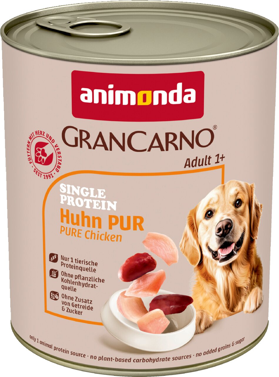 animonda GranCarno Adult 1+ Huhn PUR für adulte Hunde, Single Protein, pure chicken, ohne Getreide und Zucker.