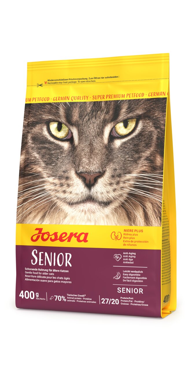 Josera Senior Katzenfutter für ältere Katzen, leicht verdaulich, Anti-Aging, Nierenschutz, 400 g, Geflügelgeschmack