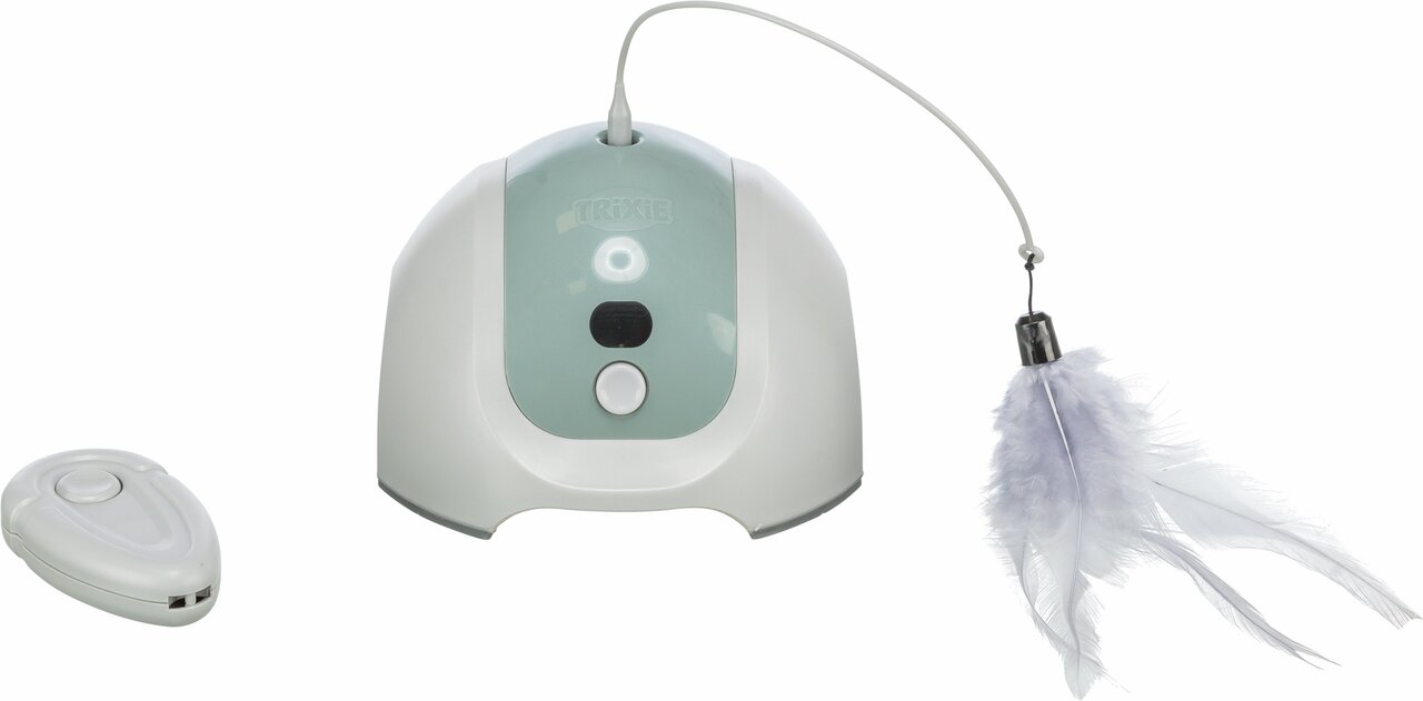 TRIXIE Katzenspielzeug "Federwedel mit Bewegung", interaktives Spielzeug für Katzen, fördert Aktivität & Spieltrieb, mit Fernbedienung.